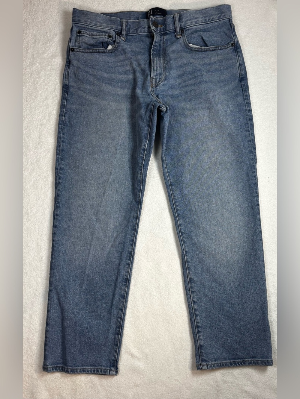 GAP Denim Straight Jeans Light Wash Blue Men's Size 32x28 Stretch Denim